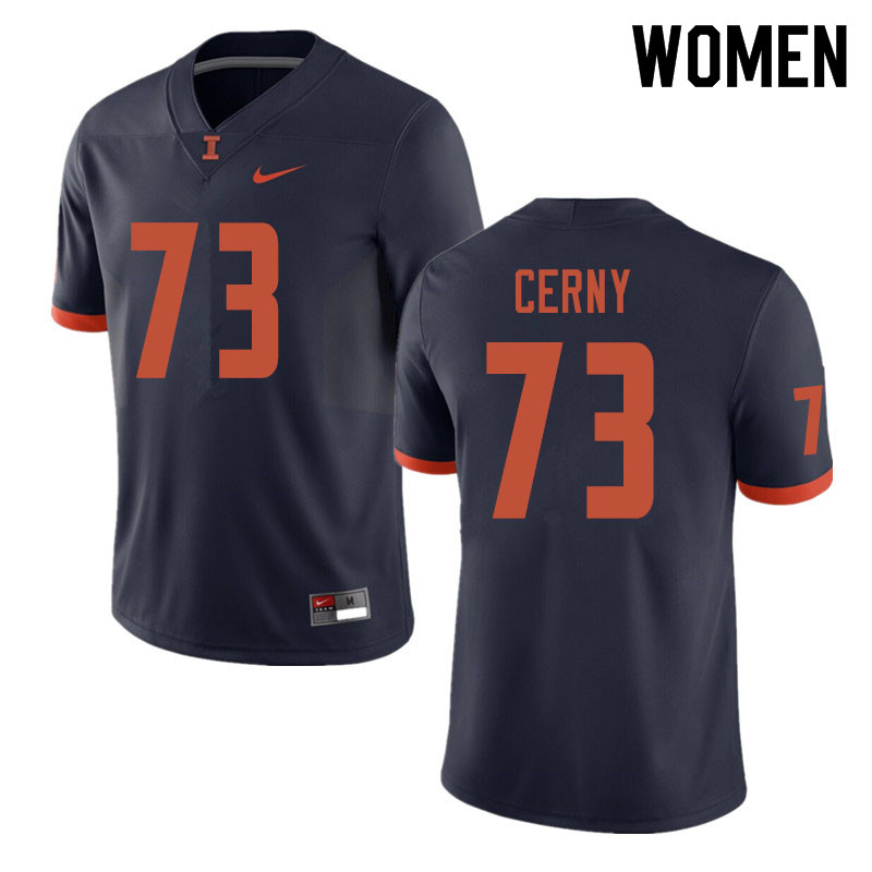Women #73 Jake Cerny Illinois Fighting Illini College Football Jerseys Sale-Navy